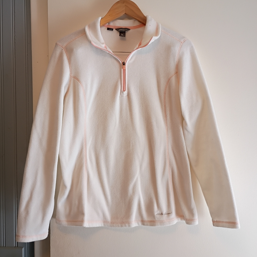 Eddie Bauer Cream Quarter-Zip Sweatshirt